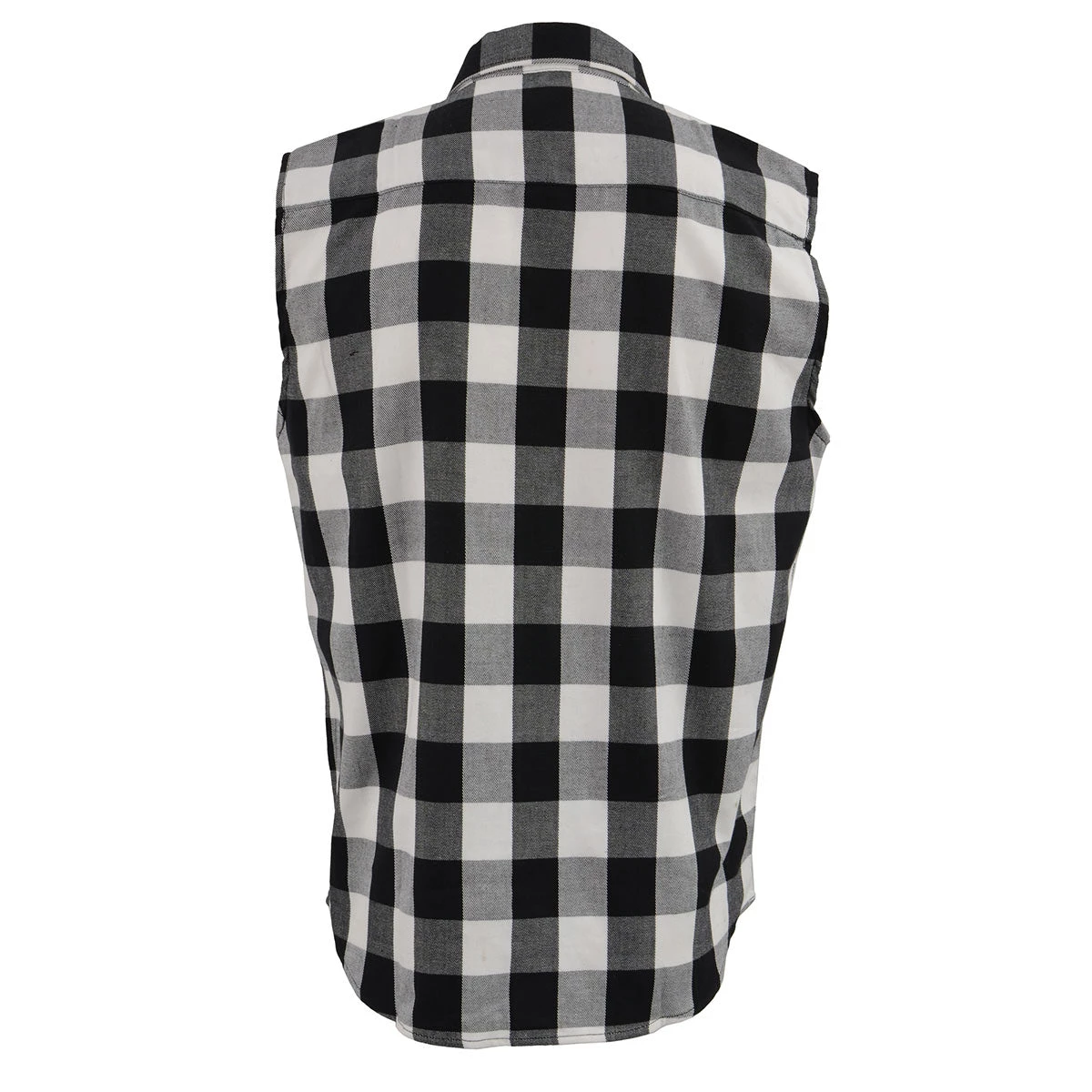 Milwaukee Leather MPM1647 Men's Black And White ‘Checkered’ Sleeveless Shirt Riding Gear