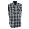 Milwaukee Leather MPM1648 Men's Black And Grey 'Checkered' Sleeveless Shirt
