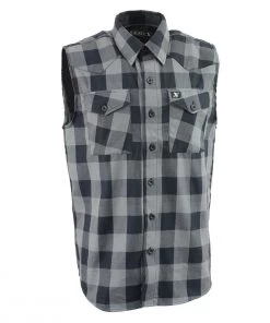 Milwaukee Leather MPM1648 Men's Black And Grey 'Checkered' Sleeveless Shirt