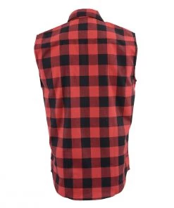 Milwaukee Leather MPM1649 Men's Black And Red 'Checkered' Sleeveless Shirt Riding Gear