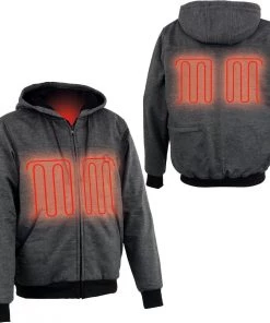 Motorcycle Jackets Nexgen Heat MPM1714SET Men's Black 'Heated' Zipper Front Hoodie (Battery Pack Included)