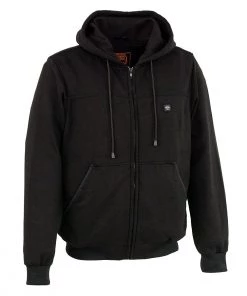 Motorcycle Jackets Nexgen Heat MPM1714SET Men's Black 'Heated' Zipper Front Hoodie (Battery Pack Included)