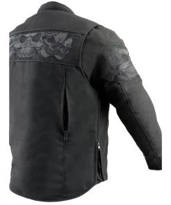 Milwaukee Leather MPM1730 Men's Black'Reflective Skulls' Textile Jacket