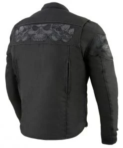 Milwaukee Leather MPM1730 Men's Black'Reflective Skulls' Textile Jacket