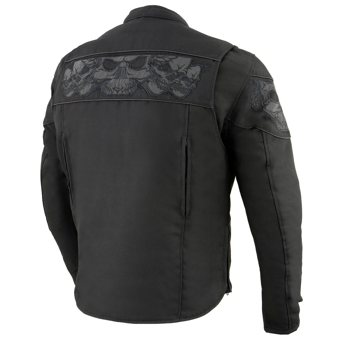Milwaukee Leather MPM1730 Men's Black 'Reflective Skulls' Textile Jacket