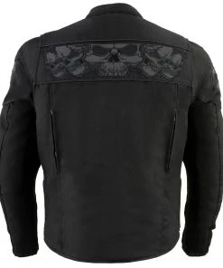 Milwaukee Leather MPM1730 Men's Black 'Reflective Skulls' Textile Jacket