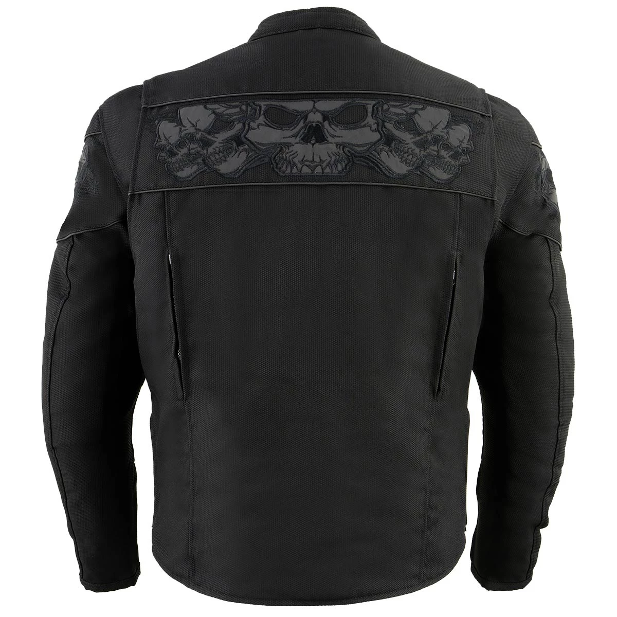 Milwaukee Leather MPM1730 Men's Black 'Reflective Skulls' Textile Jacket