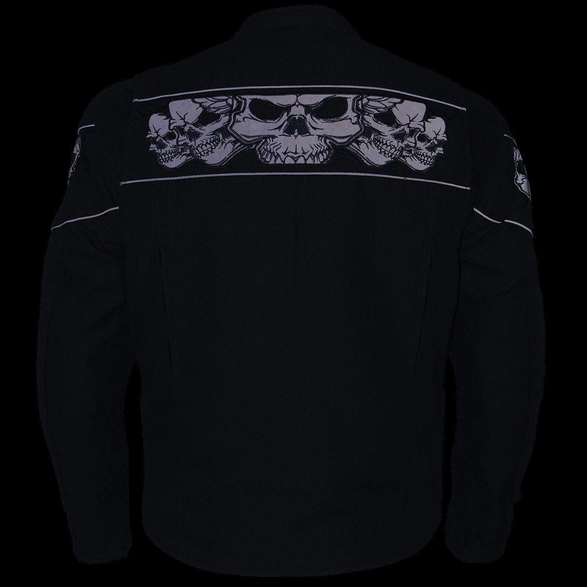 Milwaukee Leather MPM1730 Men's Black 'Reflective Skulls' Textile Jacket