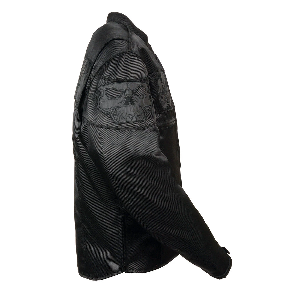 Milwaukee Leather MPM1730 Men's Black 'Reflective Skulls' Textile Jacket