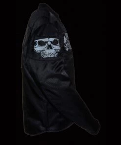 Milwaukee Leather MPM1730 Men's Black'Reflective Skulls' Textile Jacket
