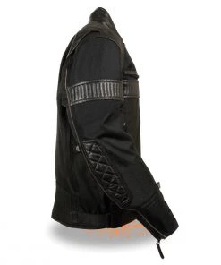 Milwaukee Leather MPM1735 Men's Black Textile Scooter Jacket With Leather Trim Motorcycle Jackets