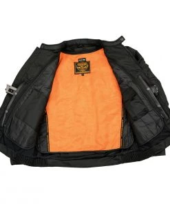 Motorcycle Jackets Milwaukee Leather MPM1740 Men's Black Vented Textile Jacket With Reflective Stripes