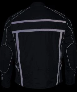 Motorcycle Jackets Milwaukee Leather MPM1740 Men's Black Vented Textile Jacket With Reflective Stripes