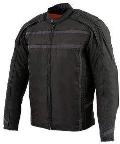 Motorcycle Jackets Milwaukee Leather MPM1740 Men's Black Vented Textile Jacket With Reflective Stripes