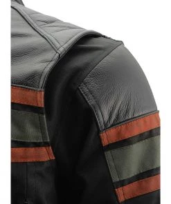 Milwaukee Leather MPM1751 Men's'Burnt Orange' Leather And Textile Armored Jacket Motorcycle Jackets