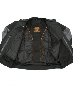 Milwaukee Leather MPM1752 Men's Black And Grey Mesh Armored Racing Jacket