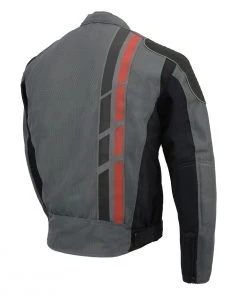 Milwaukee Leather MPM1752 Men's Black And Grey Mesh Armored Racing Jacket