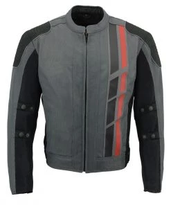 Milwaukee Leather MPM1752 Men's Black And Grey Mesh Armored Racing Jacket