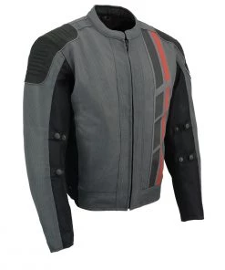 Milwaukee Leather MPM1752 Men's Black And Grey Mesh Armored Racing Jacket