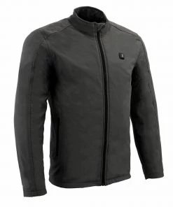Nexgen Heat MPM1762SET Men's Grey'Heated' Collarless Soft Shell Jacket (Rechargeable Battery Pack Included) Motorcycle Jackets