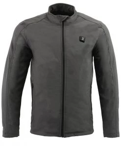 Nexgen Heat MPM1762SET Men's Grey'Heated' Collarless Soft Shell Jacket (Rechargeable Battery Pack Included) Motorcycle Jackets