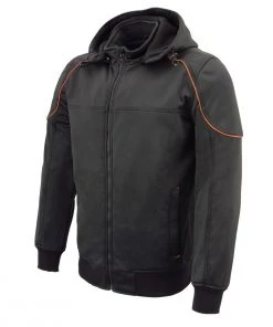 Milwaukee Leather MPM1764 Men's Black Soft Shell Armored Racing Style Jacket With Detachable Hood Motorcycle Jackets