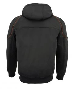 Milwaukee Leather MPM1764 Men's Black Soft Shell Armored Racing Style Jacket With Detachable Hood Motorcycle Jackets