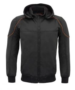 Milwaukee Leather MPM1764 Men's Black Soft Shell Armored Racing Style Jacket With Detachable Hood Motorcycle Jackets