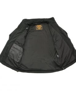 Motorcycle Jackets Milwaukee Leather MPM1784 Men's Black Micro Fleece Zipper Front Jacket With Reflective Stripes