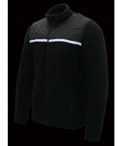 Motorcycle Jackets Milwaukee Leather MPM1784 Men's Black Micro Fleece Zipper Front Jacket With Reflective Stripes