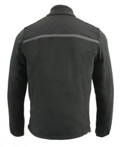 Motorcycle Jackets Milwaukee Leather MPM1784 Men's Black Micro Fleece Zipper Front Jacket With Reflective Stripes