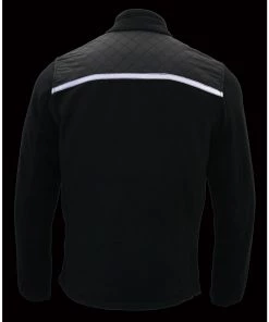 Motorcycle Jackets Milwaukee Leather MPM1784 Men's Black Micro Fleece Zipper Front Jacket With Reflective Stripes