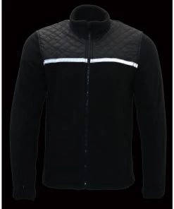 Motorcycle Jackets Milwaukee Leather MPM1784 Men's Black Micro Fleece Zipper Front Jacket With Reflective Stripes