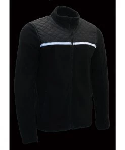Motorcycle Jackets Milwaukee Leather MPM1784 Men's Black Micro Fleece Zipper Front Jacket With Reflective Stripes