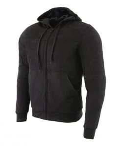 Milwaukee Leather MPM1788 Men's Black CE Approved Armored Riding Hoodie With Aramid By DuPont Fibers