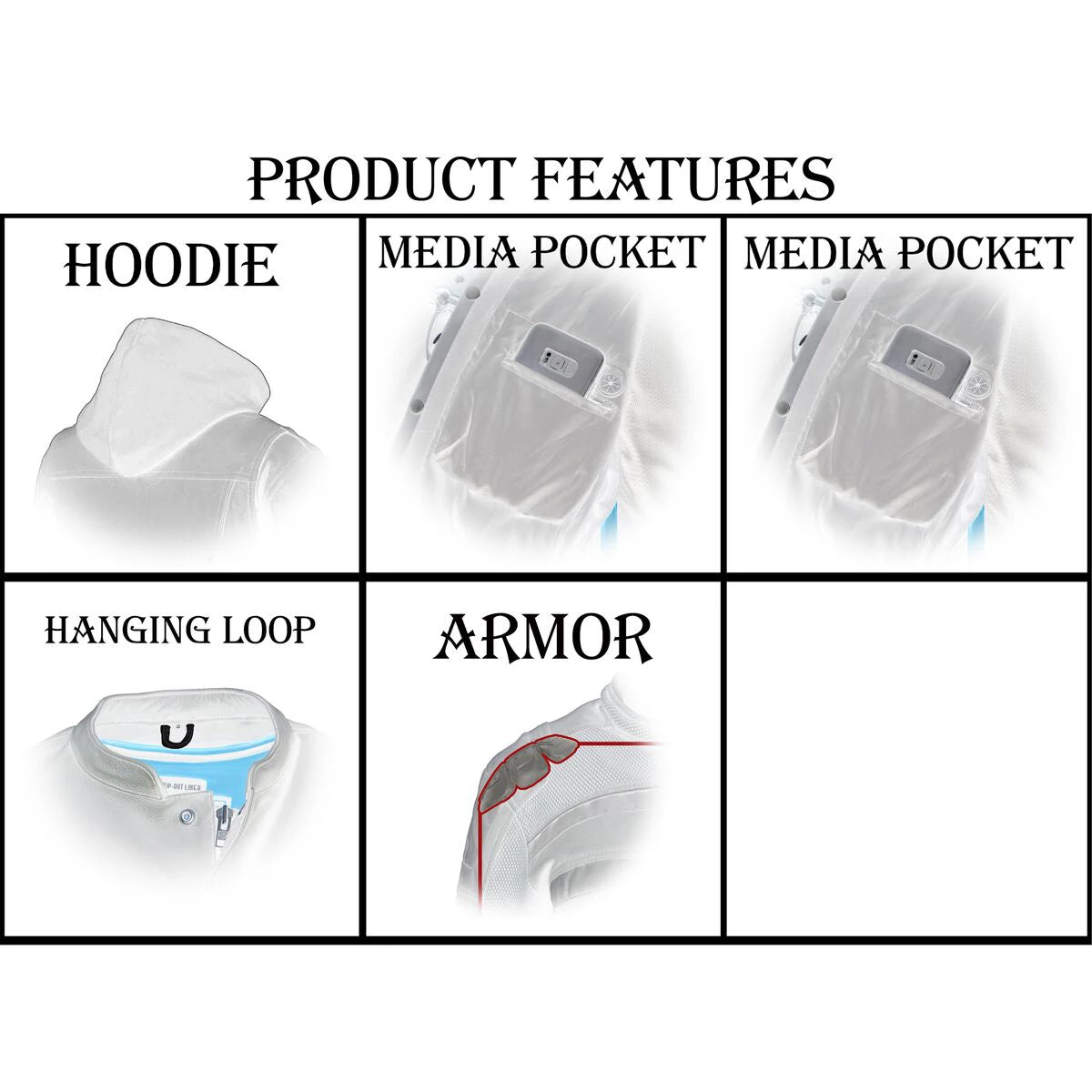 Motorcycle Jackets Milwaukee Leather MPM1788 Men's Silver CE Approved Armored Riding Hoodie With Aramid By DuPont Fibers