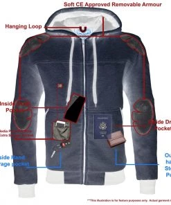 Motorcycle Jackets Milwaukee Leather MPM1788 Men's Silver CE Approved Armored Riding Hoodie With Aramid By DuPont Fibers