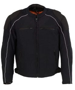 Milwaukee Leather MPM1791 Men's Black Textile Armored Jacket With Removable Rain Jacket Liner Motorcycle Jackets