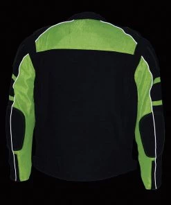 Motorcycle Jackets Milwaukee Leather MPM1791 Men's Black And Neon Green Armored Textile Jacket