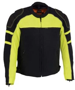 Motorcycle Jackets Milwaukee Leather MPM1791 Men's Black And Neon Green Armored Textile Jacket