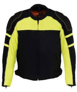 Motorcycle Jackets Milwaukee Leather MPM1791 Men's Black And Neon Green Armored Textile Jacket