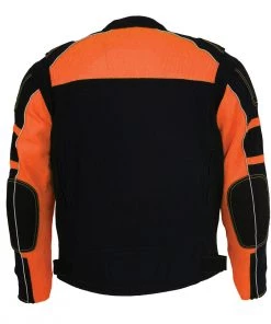 Milwaukee Leather MPM1791 Men's Black And Orange Textile Armored Jacket