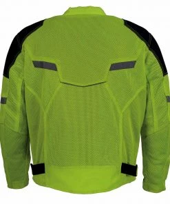 Milwaukee Leather MPM1792 Men's Black And Green High Vis Armored Mesh Jacket Motorcycle Jackets