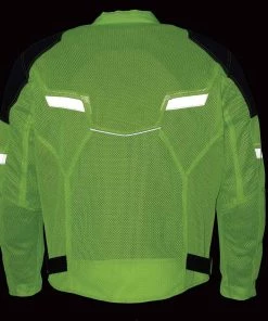Milwaukee Leather MPM1792 Men's Black And Green High Vis Armored Mesh Jacket Motorcycle Jackets