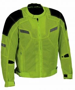 Milwaukee Leather MPM1792 Men's Black And Green High Vis Armored Mesh Jacket Motorcycle Jackets