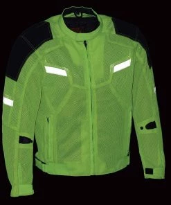 Milwaukee Leather MPM1792 Men's Black And Green High Vis Armored Mesh Jacket Motorcycle Jackets