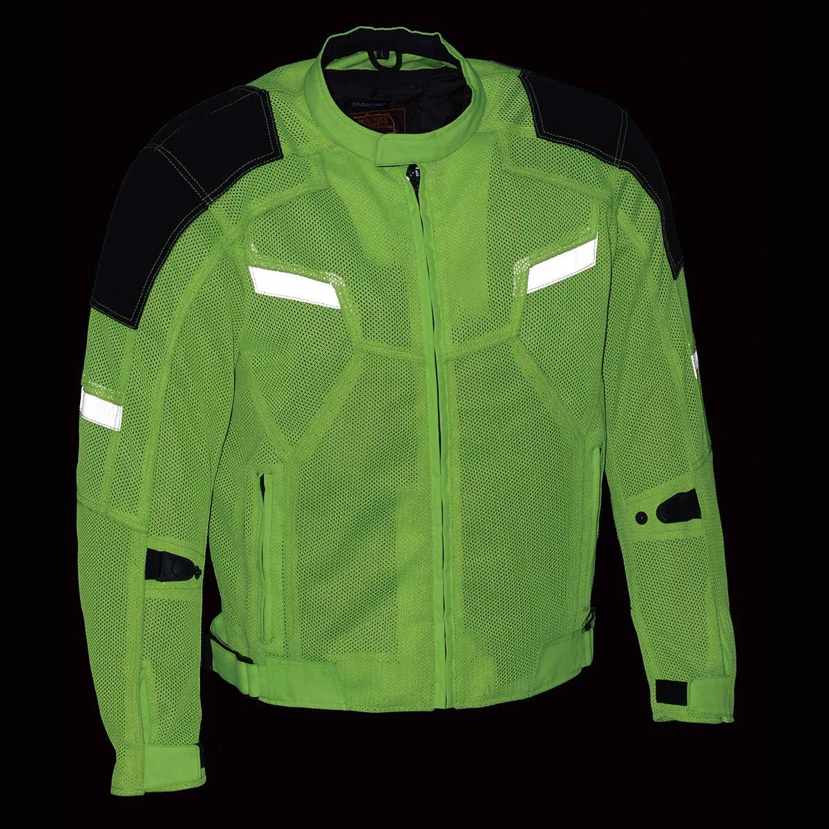 Milwaukee Leather MPM1792 Men's Black And Green High Vis Armored Mesh Jacket Motorcycle Jackets