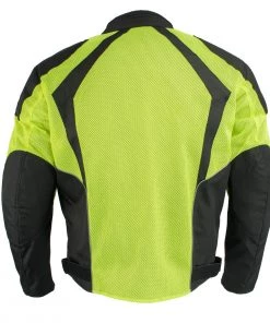 Motorcycle Jackets Milwaukee Leather MPM1793 Men's Armored Green High Vis Mesh Racer Jacket