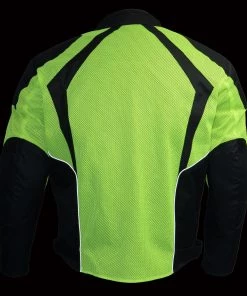 Motorcycle Jackets Milwaukee Leather MPM1793 Men's Armored Green High Vis Mesh Racer Jacket