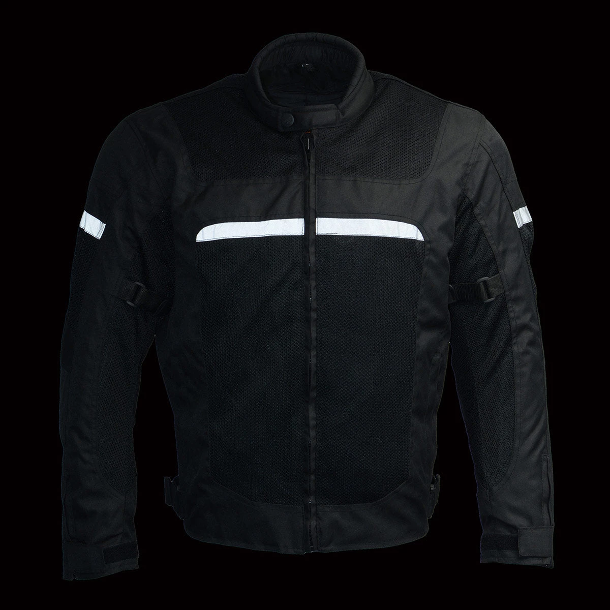 Milwaukee Leather MPM1794 Men's Black Armored Mesh Racer Jacket With Reflective Piping